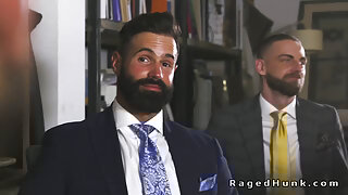 Boss anal fucks three realtors at the meeting