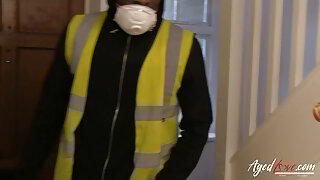 Lacey Starr is surprised by a teen black worker