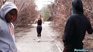 Teen Hiker Leah Lee Fucks Two Strange Black Dudes