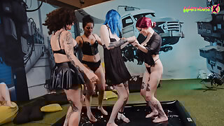 Lesbian orgy at Warehouse X - intense pleasure, real orgasms and endless fun!