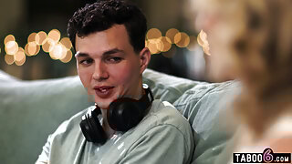 Stepmom MILF Rachael Cavalli catches her 19yo stepson stroking his big cock