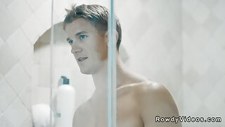 Young gay anal fucked by older after shower