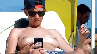 Natural tits nudist teen relaxing and showing tight ass