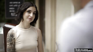 I tricked a petite small tits waitress into anal fucking her