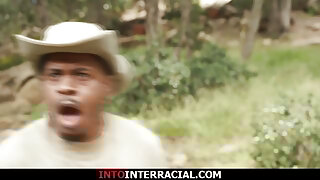 We give our big tit milf boss an interracial bbc dp gangbang