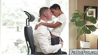 Small Damien Grey open his brown ass for LeGrand Wolf cock