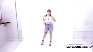 Cute Girl seduced and strapon fucked by a lesbian