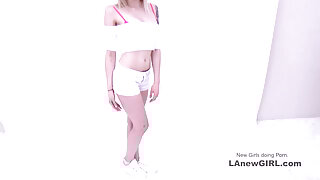 Beautiful blonde serves best a hard cock after her photoshoot